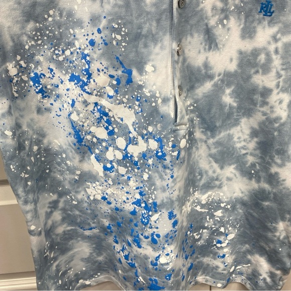 Lauren Ralph Lauren Black Label Paint Splatter Polo Collared Shirt Large Tie Dye - Picture 5 of 9